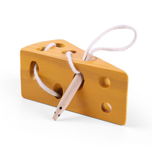 Jouet éducatif en bois pour <span class=keywords><strong>la</strong></span> petite enfance, souris en <span class=keywords><strong>corde</strong></span> à <span class=keywords><strong>tirer</strong></span>, fromage, jouet à enfiler pour bébé - Product Image 2