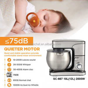 Batidora de Pedestal SOHEF de 12L y 2000W Comercial con Engranajes Metálicos, 6 Patas Antideslizantes, Tapa Antisalpicaduras - Accesorios Desmontables y Cabezal Inclinable - Product Image 2