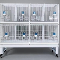 Cage à oiseaux multifonctionnelle sur roulettes, style chariot mobile, avec rangement empilable, en fil métallique, pour l'élevage de perroquets, pigeons et canaris