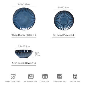 Set di Stoviglie Moderno ed Elegante con 12 Pezzi a Motivo Floreale, <span class=keywords><strong>Servizio</strong></span> Personalizzato in Ceramica per 4 Persone, <span class=keywords><strong>Piatti</strong></span> e Ciotole Antigoccia - Product Image 6