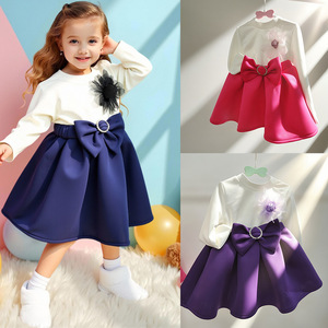 2025 autunno bambina a maniche lunghe con fiocchi Patchwork <span class=keywords><strong>abiti</strong></span> <span class=keywords><strong>da</strong></span> <span class=keywords><strong>principessa</strong></span> <span class=keywords><strong>rosa</strong></span> blu Navy viola - Product Image 6