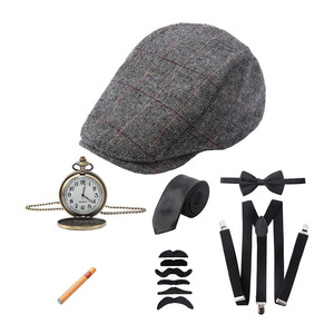 ฮาโลวีน 1920s Mens Gatsby <span class=keywords><strong>Gangster</strong></span>อุปกรณ์เสริมชุดปานามาหมวกSuspender Bow Tie 20S Great Gatsbyคอสเพลย์อุปกรณ์เสริม - Product Image 2