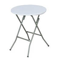 Table pliante de camping et de restaurant en plastique PP blanc de haute qualité avec cadre métallique, table pliante d'extérieur empilable