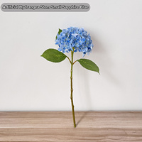 Vente en gros de tiges d'hortensias artificiels bleu saphir, fausse boule d'hortensia en soie de 46 cm pour la décoration de mariage et de la maison