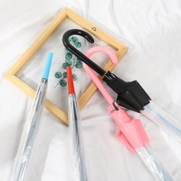 Parapluie droit transparent en plastique résistant au vent et transparent, adorable design en forme de champignon, jours de pluie, impression de logo personnalisée