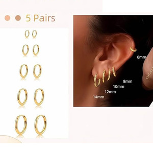 Pendientes Unisex de Moda Más Vendidos: <span class=keywords><strong>Aros</strong></span> de Acero Inoxidable con Baño al Vacío, Anillos de Alambre Grueso y Fino, y Aretes de Titanio - Product Image 3