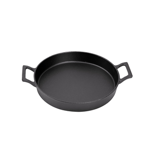 Nuovissima Piastra da Forno in <span class=keywords><strong>Ghisa</strong></span> Antiaderente <span class=keywords><strong>di</strong></span> Alta Qualità con Doppio Manico, Rotonda, con Base in Legno, Ideale per Servire e Friggere - Product Image 3