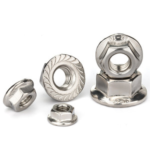 Prix d'usine en gros Écrous à bride hexagonale dentelée en acier inoxydable 304 à filetage gauche, tailles M4 M6 M12 - Product Image 1