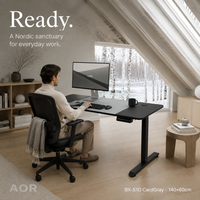 Bureau debout électrique AOR, hauteur réglable, en bois, certifié FCC, structure métallique, montage facile, convertible en forme de Z, vente en gros d'usine