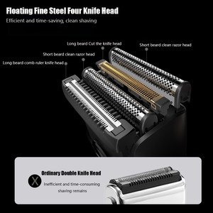 เครื่องโกนหนวดไฟฟ้าขนาดเล็กสำหรับผู้ชาย ใบมีดลอย 4 ใบ จอ LED ขนาดใหญ่ ปรับความเร็วได้ 2 ระดับ ใบมีดโกนแบบฟอยล์  กันน้ำ IPX7 สำหรับใช้ในบ้าน - Product Image 2