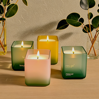 Ventes en gros de pots à bougies en verre blancs de 8 oz, 10 oz, 12 oz, 16 oz, forme carrée unique, finition mate, fond épais, pot à bougie de luxe