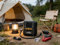 Démarreur de secours robuste 12V à courant de crête 3000A avec compresseur d'air intégré, lumière LED d'urgence 3 modes, certifié CE, écran LCD