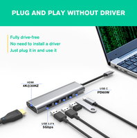 Adaptor Port Multiport Tipe C Hub 6 in 1 Tipe C ke Hdmi 4K Usb 3.0 Pd 60W stasiun Dok Usb