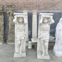 Matériaux de construction, colonne en pierre naturelle de taille personnalisée, colonne grecque romaine avec statues de femmes, colonne à fleurs romaine