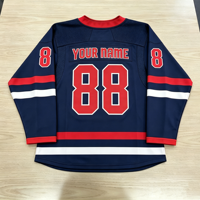 Jersey Hoki Es Bergaris Fashion, Seragam Hoki Es Sublimasi Kustom untuk Pria, Pakaian Pertandingan