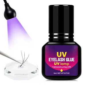 Cola UV/LED para extensão de cílios de marca própria por atacado, com baixo teor de fumaça, 5ml, secagem rápida, 1 segundo