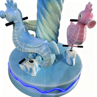 Manège miniature à monnayeur pour enfants, thème hippocampe, 3 places, pour centre commercial et aire de jeux intérieure