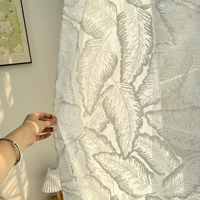 Cortina de Gasa Blanca con Diseño de Hojas en Relieve, Estilo Francés, Filtrado de Luz, Directo de Fábrica
