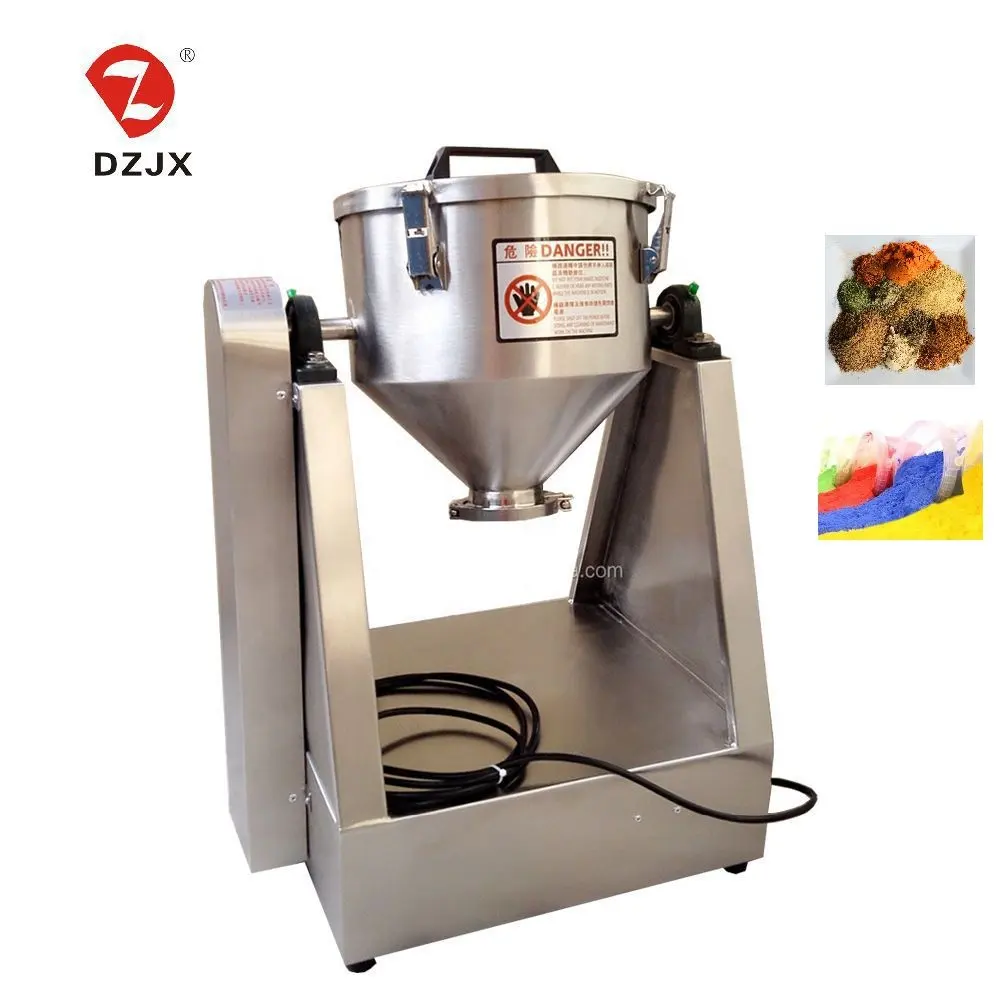 DZJX Hot Sale 2 D 30kg 100kg Dry Powder Variable Speed Rotating Drum Mixer Stainless Steel Rotary dead-end Drum Mixing Machine