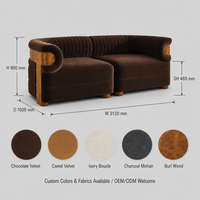 Meubles sur mesure de luxe pour salon, canapé deux places en velours, canapé Chesterfield modulaire en bois de palisander.