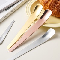 Cuillère à tête plate en acier inoxydable 304 à long manche, finition miroir, design minimaliste pour les desserts glacés