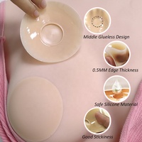 Cache-tétons en silicone ultra-mince, sans colle, avec adhésif central, invisibles, sans couture, pour maillot de bain, avec protection des mamelons