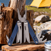 Pince multifonction 18-en-1 bleue en acier inoxydable 420, couteau pliant EDC avec brise-vitre pour hommes, travail de terrain en extérieur, bricolage, cadeau