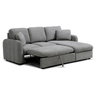 Canapé d'angle en tissu gris avec rangement, canapé-lit convertible pour salon, appartement, meubles de maison