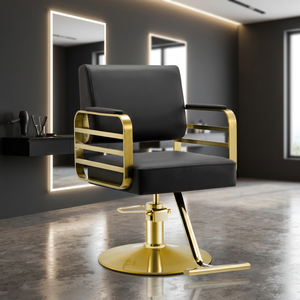 Sillón de Barbería Negro, Silla de Estilismo para Salón, Asiento de Peluquería Hidráulico Ajustable en Altura, Muebles Modernos para Salón - Product Image 6