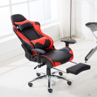 Silla de Trabajo Giratoria Moderna y Ergonómica de Cuero con Reposapiés para Computadora y Juegos, Confort para Todo el Día