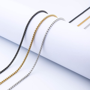 Chaîne à maillons carrés perlés, plaquée sous vide, couleur durable, assortie, pour DIY, 2.0 2.5 3.0 mm, collier chaîne à maillons carrés, best-seller - Product Image 2
