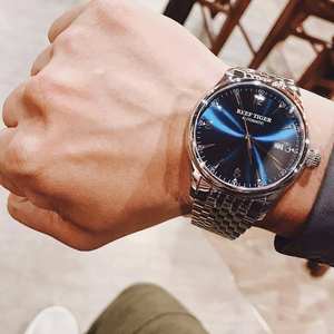 Reloj Reef Tiger Auto Date para <span class=keywords><strong>hombre</strong></span>, <span class=keywords><strong>relojes</strong></span> automáticos analógicos de lujo, esfera blanca, reloj de estilo sencillo, nuevo RGA823G - Product Image 1