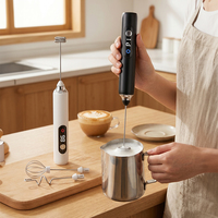Mousseur à lait électrique portable haute vitesse à piles pour café, matcha, latte art et crème