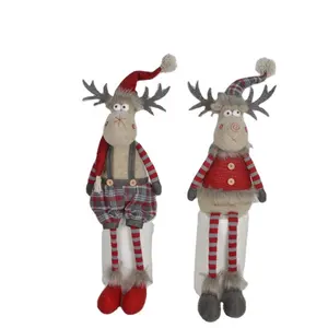 Selamat Natal Mainan Boneka Rusa Berdiri Mr dan Mrs Rusa Kutub dengan Kaki Berjuntai