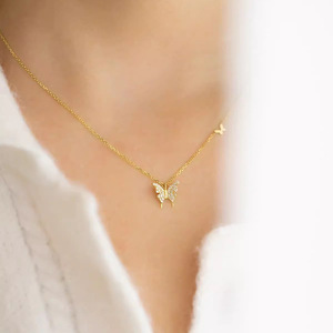 Collar con Colgante de Mariposa para Mujer, Estilo Pavé Brillante, Joyería de Moda para Uso Diario, Regalo - Product Image 3