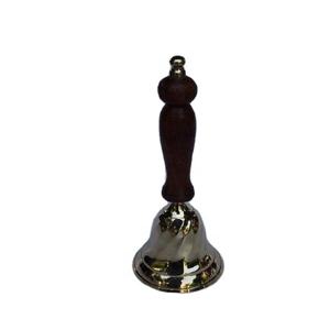 High Quality Bell <b>Wooden</b> Handle With Metal Knob Metal Bell Made in Brass with Mirror Polish Christmas <b>Templs</b> Bells - Product Image 1
