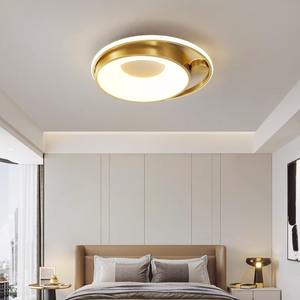 Plafonnier rond ultra-fin en cuivre pur LED, style américain nordique de luxe pour chambres à coucher, salons, bureaux, couloirs, salles de bain - Product Image 1