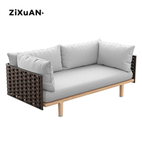 Gartenmöbel-Set Wasserdicht Feuerstelle Outdoor-Sofa-Set Muster Holzbank Sitz Modern Rattan Aluminium Gartenmöbel-Set