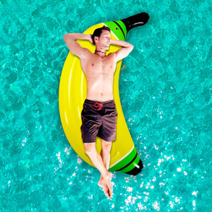 <b>Inflatable</b> Banana Float Yellow PVC Adult Pool Raft Floating Bed Swim Lounge - Product Image 1