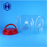 Bocaux à bonbons et à en-cas en plastique PET transparent de qualité alimentaire, 2100 ml, avec couvercle à vis rouge, étanches et sans BPA