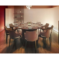 Ensemble de table et chaises rondes de style moderne pour restaurant, couleur marron, petite taille, pour 4 personnes