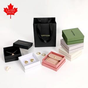 Оптовая продажа, Экологически чистая бумажная картонная коробка с крышкой и основой для ювелирных изделий с индивидуальным логотипом для серьги, колье, подарочная упаковка - Product Image 3