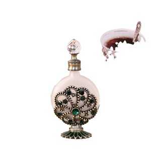 Vintage encrusted <b>glass</b> <b>bottle</b> Gilded decorative <b>bottle</b> Chic empty Elegant <b>glass</b> perfume <b>bottle</b> - Product Image 1