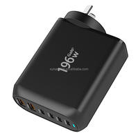Tête de charge super rapide multi-ports GAN PD100W la plus vendue, 196W 4C2A pour ordinateurs portables et téléphones