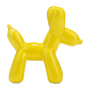 Scultura in Ceramica a Forma di Cane Palloncino Giallo, Pezzo d'Arredo Moderno per Soggiorno, Ufficio, Bagno - Product Image 2