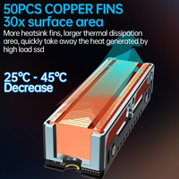 OEM M.2 2280 sirip peredam panas SSD bingkai aluminium 401W/mk massal termal (50 buah sirip) tersedia
