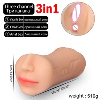 3-in-1 Vaginal-Anus-Masturbator Doppelkopf Sex Echter Tiefer Hals Männlicher Masturbator Sexspielzeug für Männer Erotische Produkte