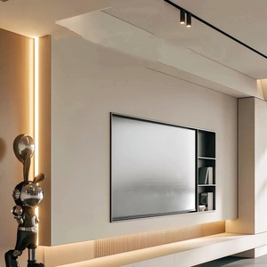 Meuble TV mural et sur pied en bois écologique personnalisé, design minimaliste et accent cannelé, pour salon moderne, avec rangement dissimulé et présentoir à <span class=keywords><strong>livres</strong></span> - Product Image 1