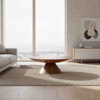 Table basse ronde moderne en vente chaude avec un design en placage de noyer pour le salon
