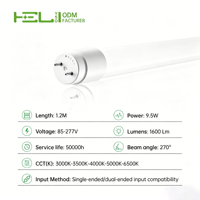 Tubo LED T8 de Vidrio de 4 Pies y 9.5W, Tipo B, de Una o Dos Extremidades, 85-277V CA, Conexión Directa, Alto Factor de Potencia (PF0.9), 50000H de Vida Útil, Bombilla de Iluminación Comercial
